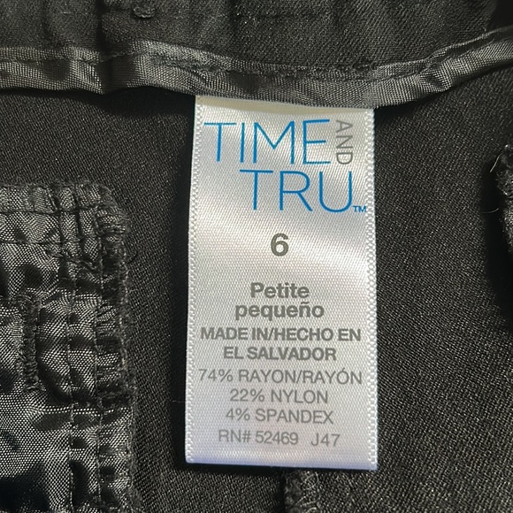Time and Tru black dress pants size 6 petite - Picture 7 of 12